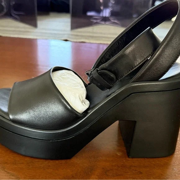NWT BLACK ROBERT CLERGERIE NOE lambskin Platform Sandals - US SIZE 9 - Picture 4 of 10